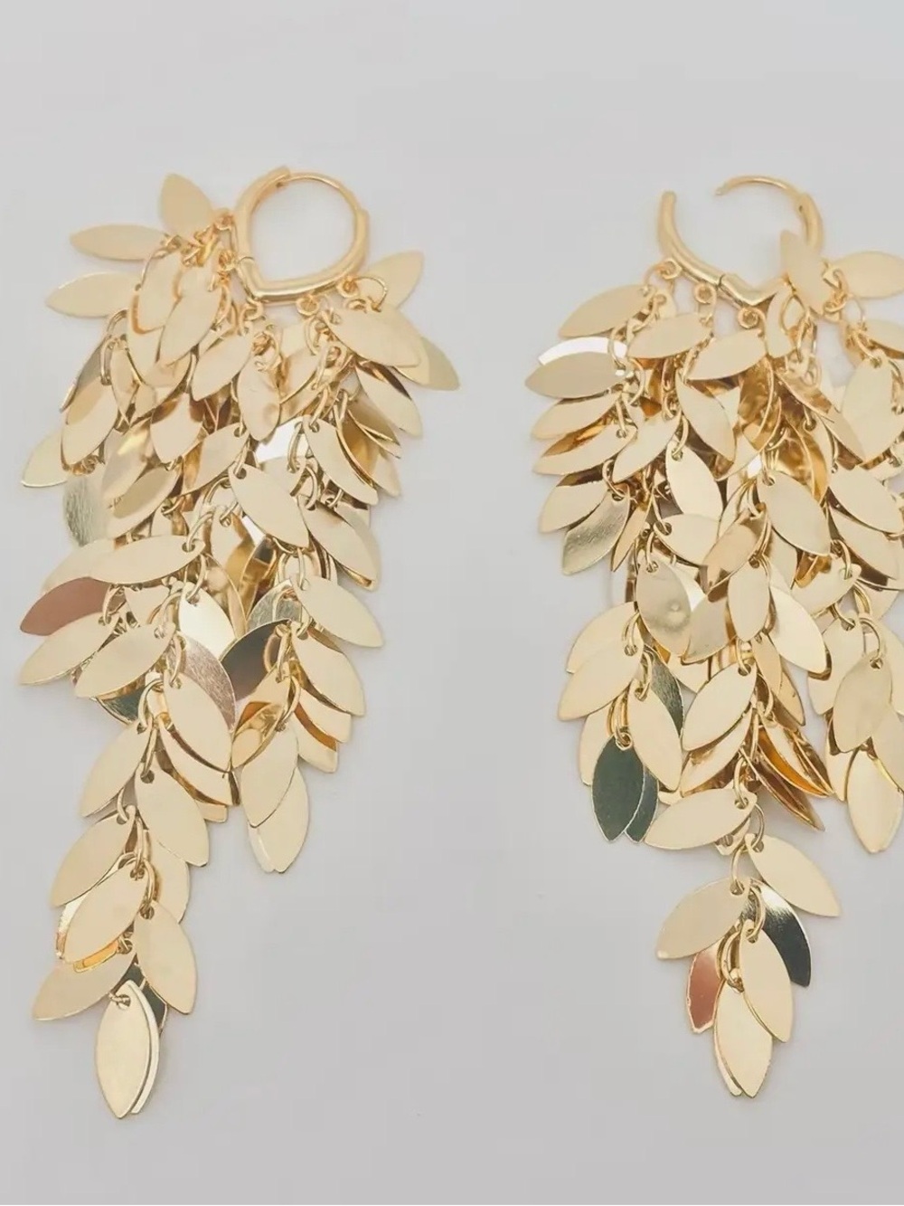 Gold Leaf Cascade Hoop Earrings - Women Jewelry